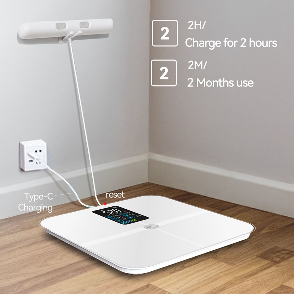 White 8 Electrode Full Body Sensor Body Composition Monitor Scale Weight BMI