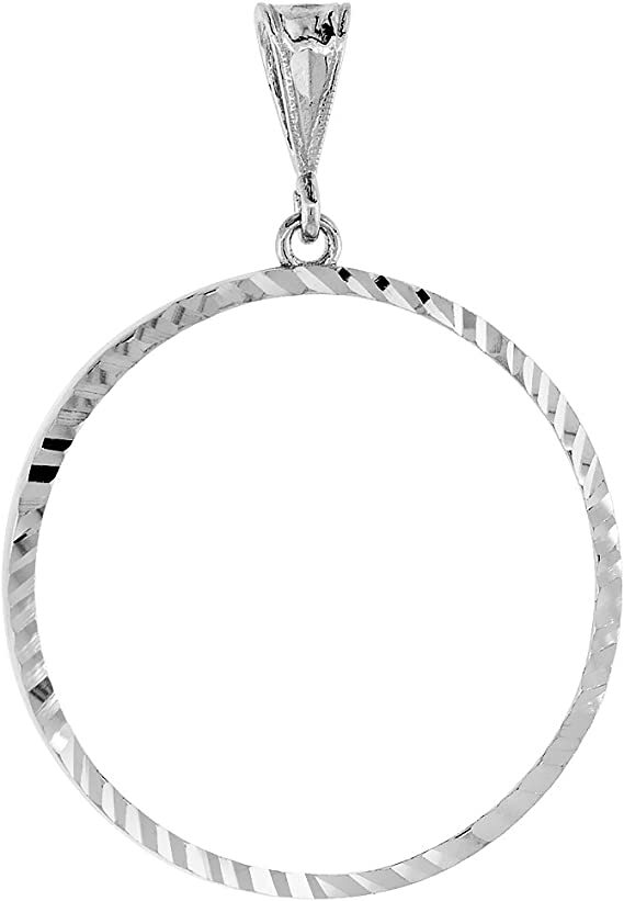 Sterling Silver 1 Onza Plata Libertad 36 mm Coins Bezel Prong Back Diamond Cut