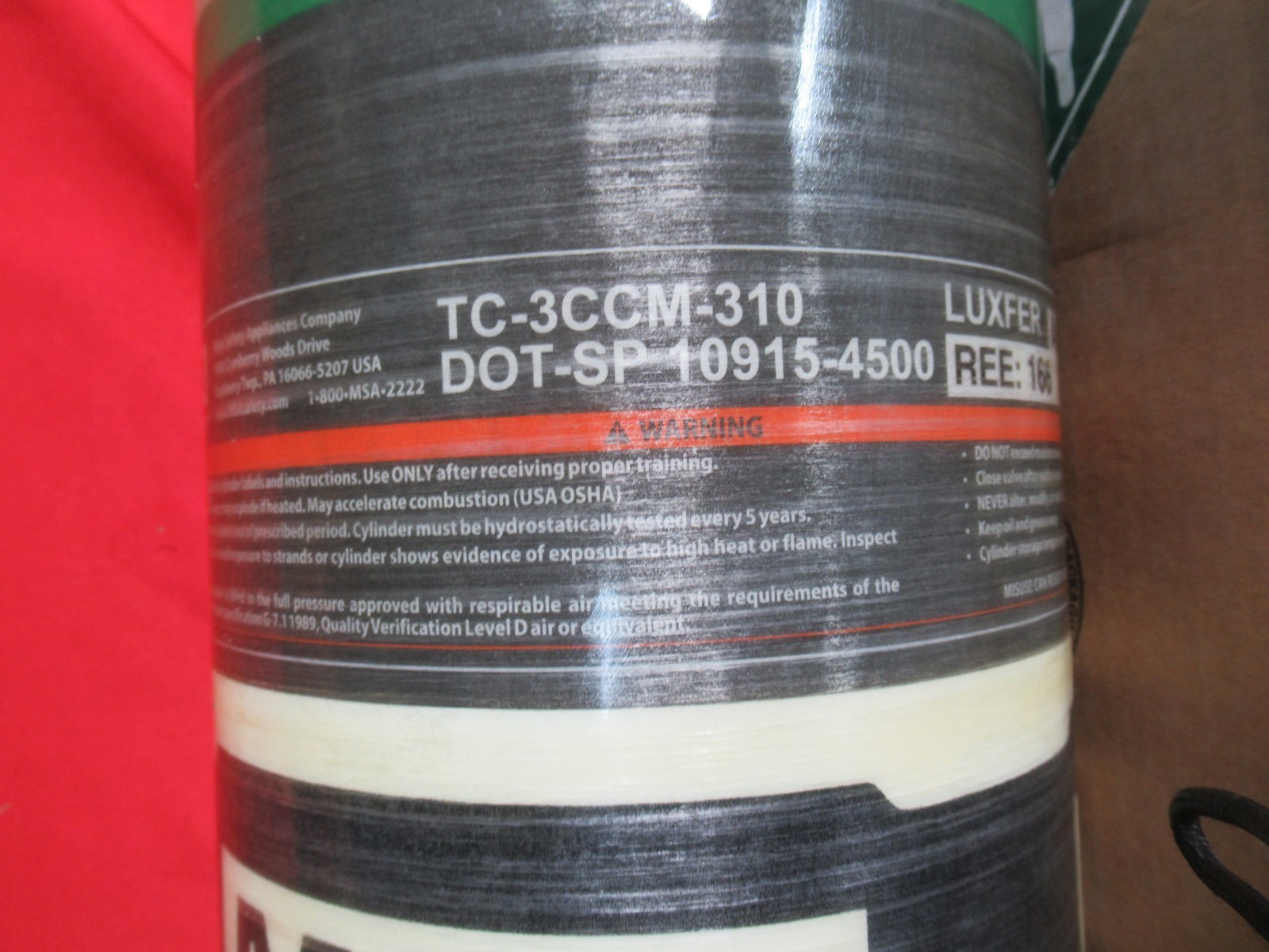 N.O.S. 60 MINUTE MFG 11/2017 MSA Tank G1 SCBA Cylinder Carbon Fiber TANK BOTTLE