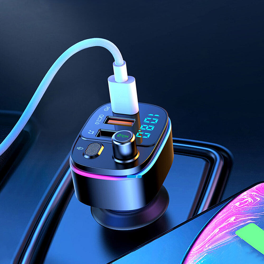 Car Wireless Bluetooth5.0 FM Transmitter MP3 Player QC3.0 USB Car Charger Adapte