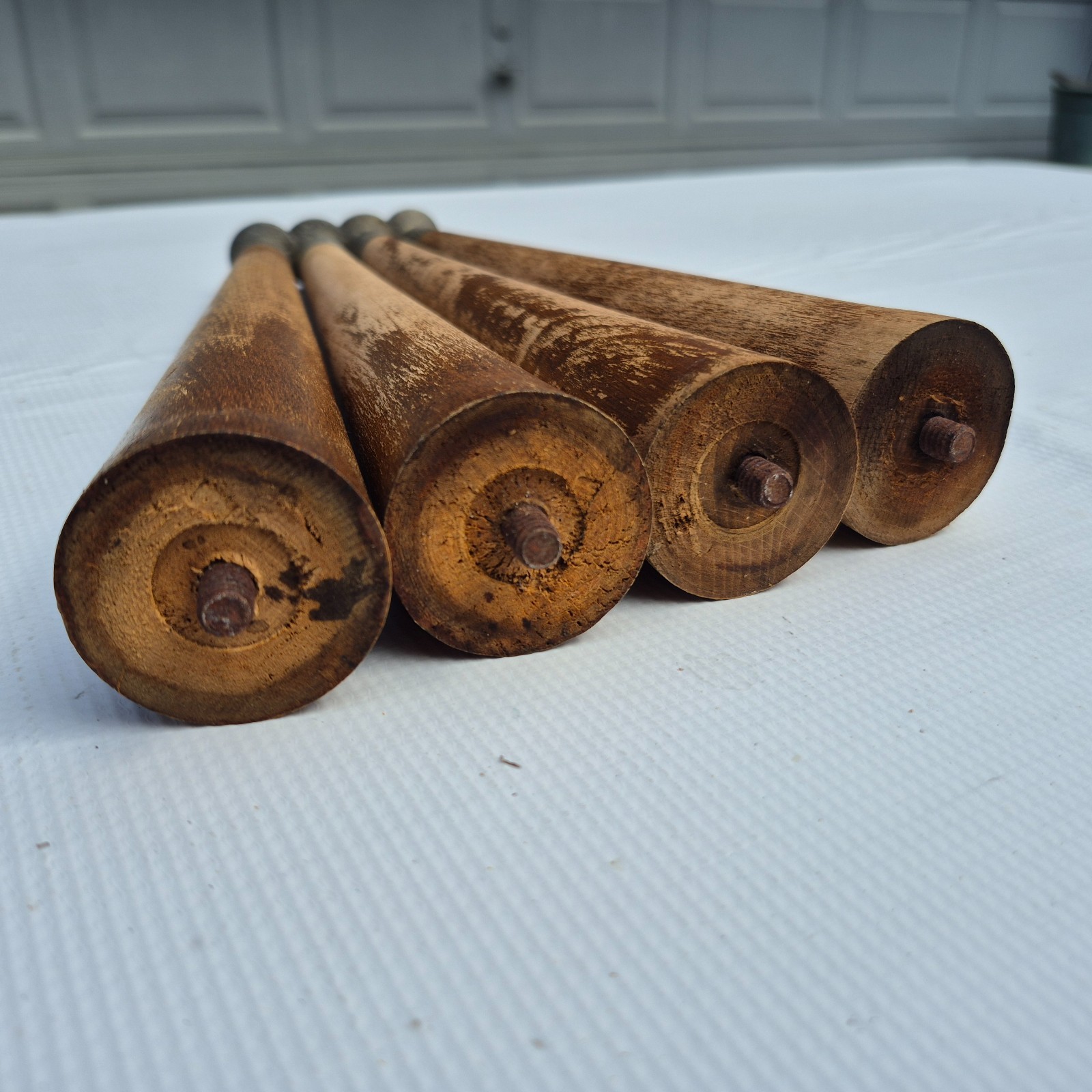 4 Mid Century Modern 12 1/2 Inch Table Legs Tapered, Wood Turned 1950s - 60s