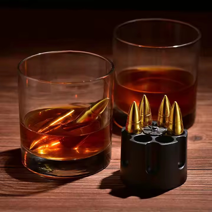 Bullet Whiskey Ice Stones Gift Set-6 Pcs Stainless Steel Whiskey Ice Cubes
