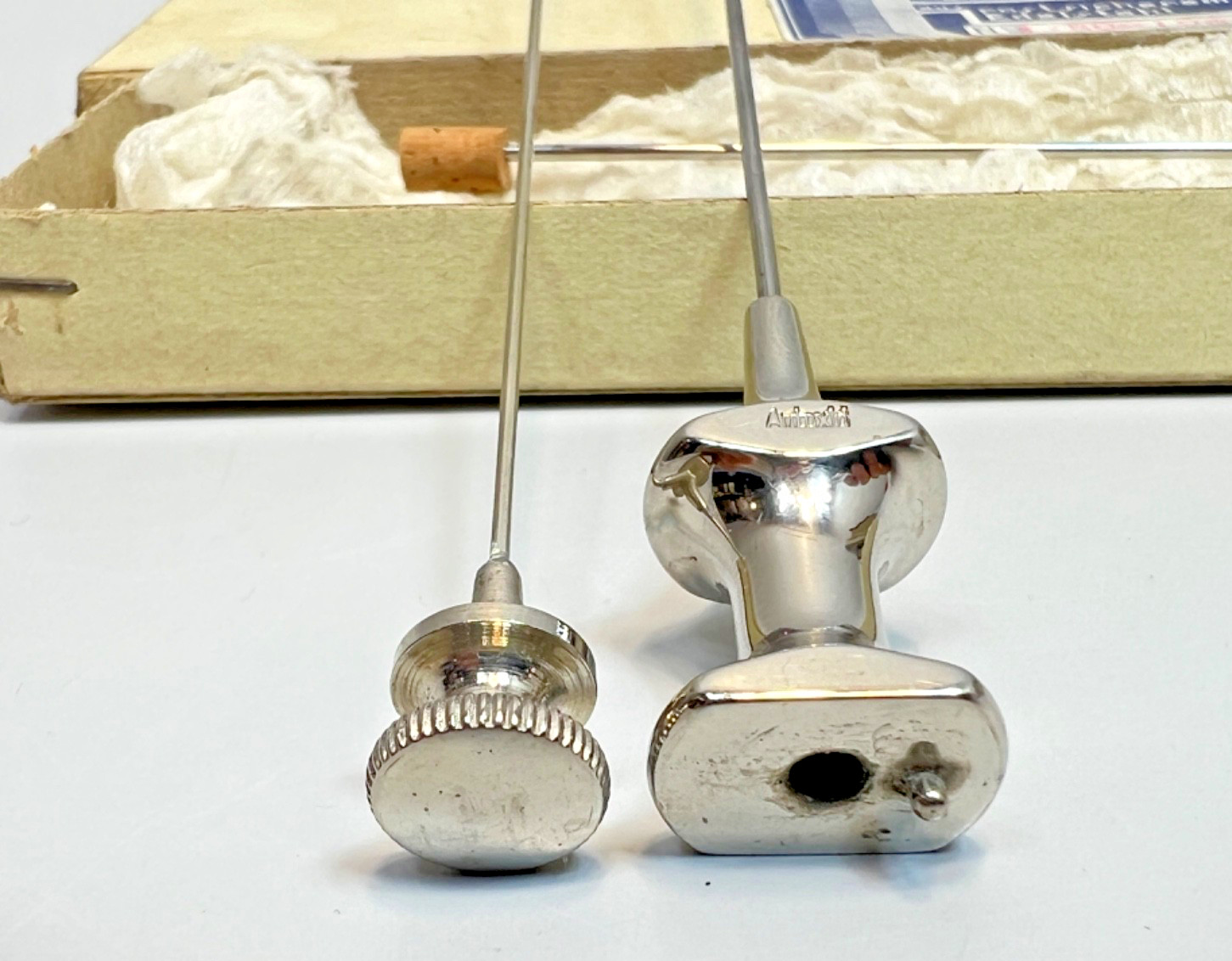 2x Big Antique Medical Blood Letting Surgery Transfusion Needles Trockar 5.5''