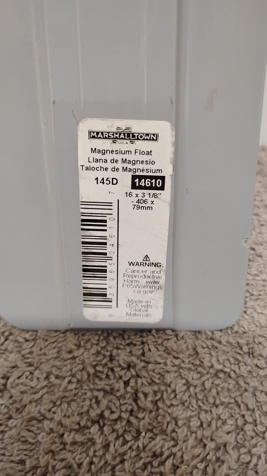 NEW Marshalltown 145D Magnesium Float # ‎14610 / 16" X 3-1/8". (03)