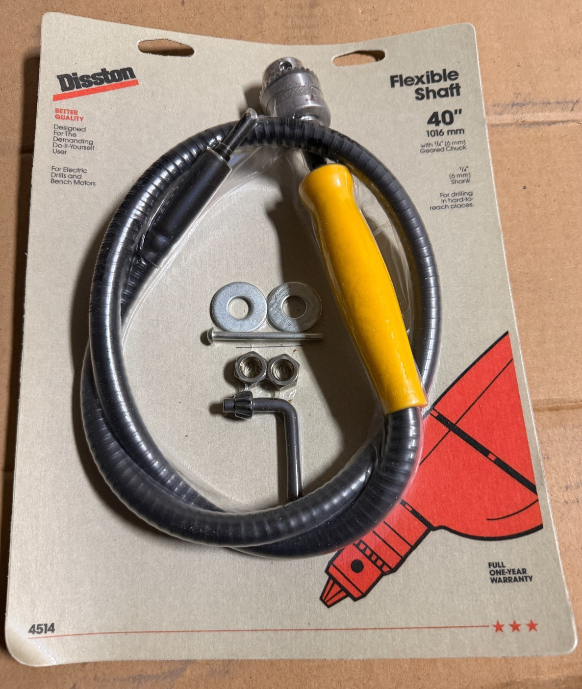 Disston 4514 Flexible Shaft 40" With 1/4" Geared Chuck - 1/4" Shank