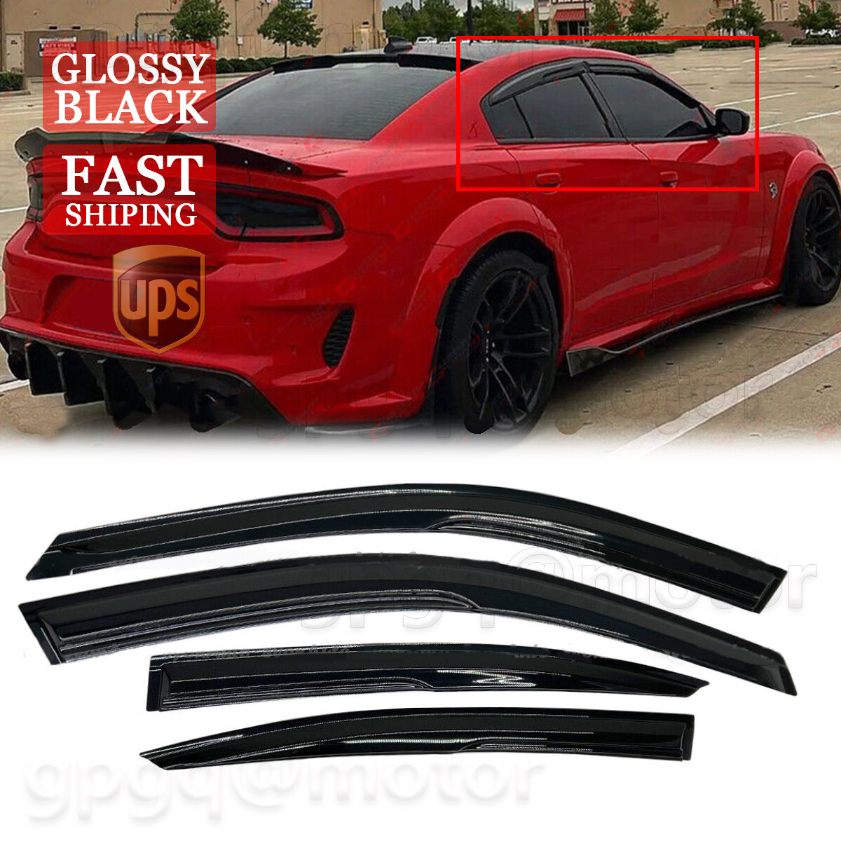 For Dodge Charger 2011-2023 JDM-Mugen 3D Style Window Visor Rain Guard Deflector