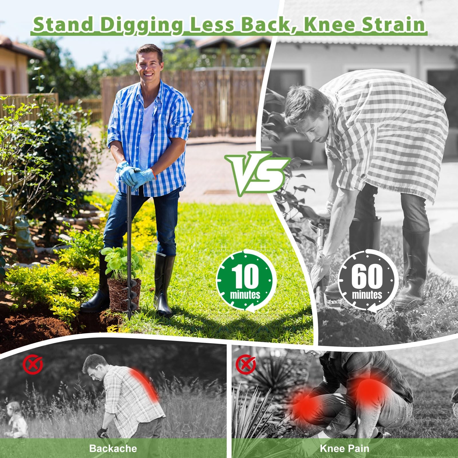 Manual Post Hole Digger Hand Auger Spiral Drill 38-Inch New