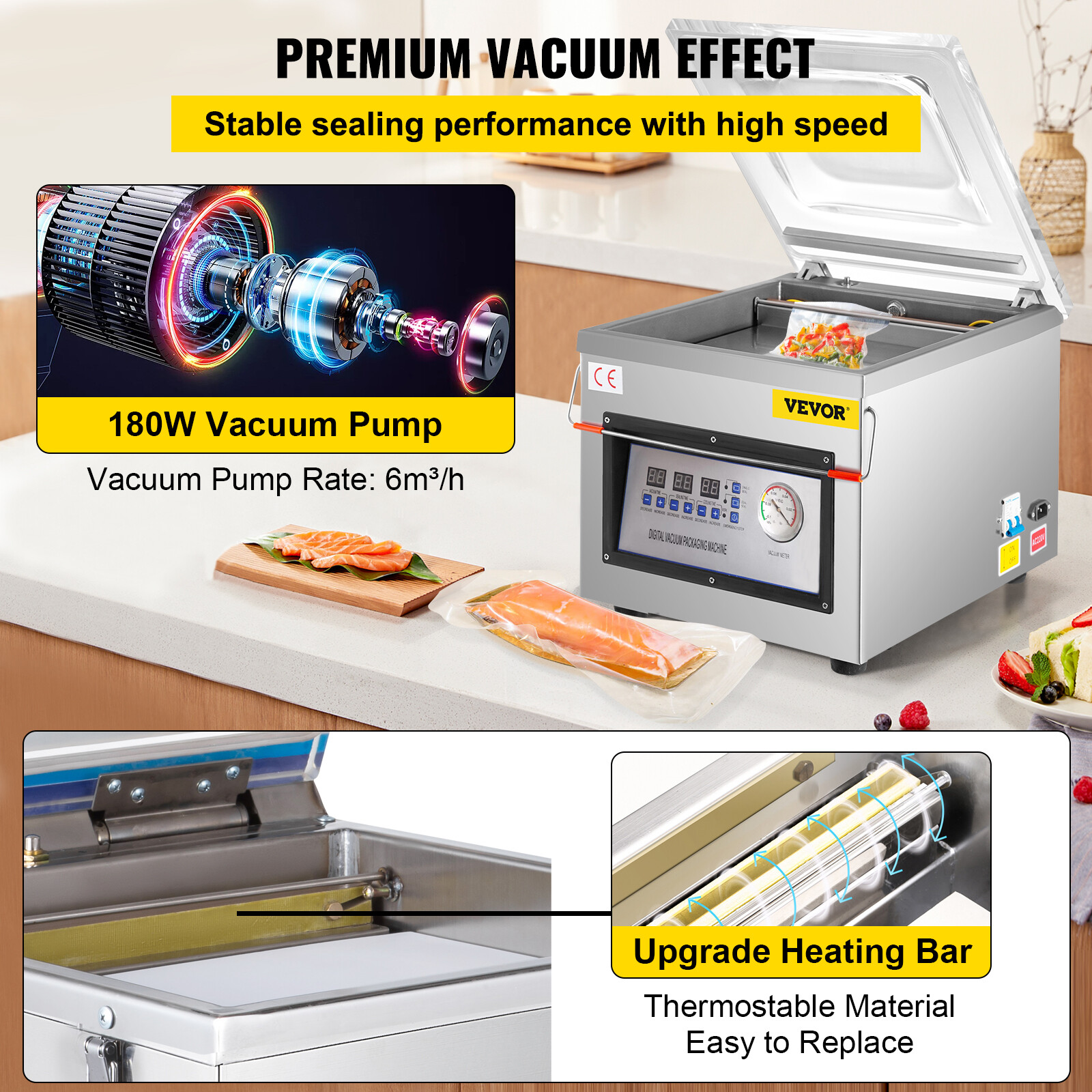 Chamber Vacuum Sealer DZ-260C Commercial Vacuum Sealing Packing Machine 320W
