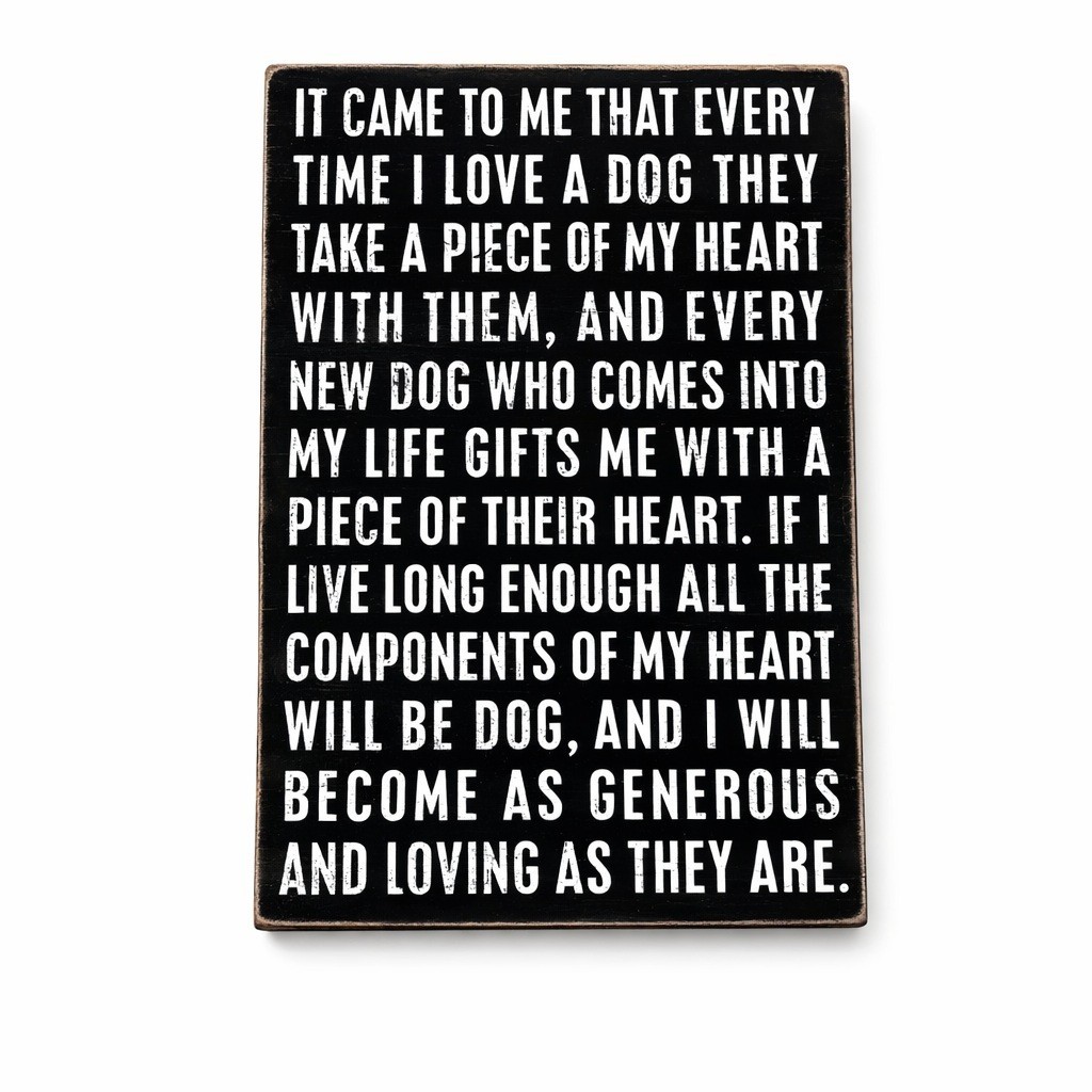 Primitives By Kathy Box Sign Loving A Dog Sentimental 6" x 10" x 1.75" NEW