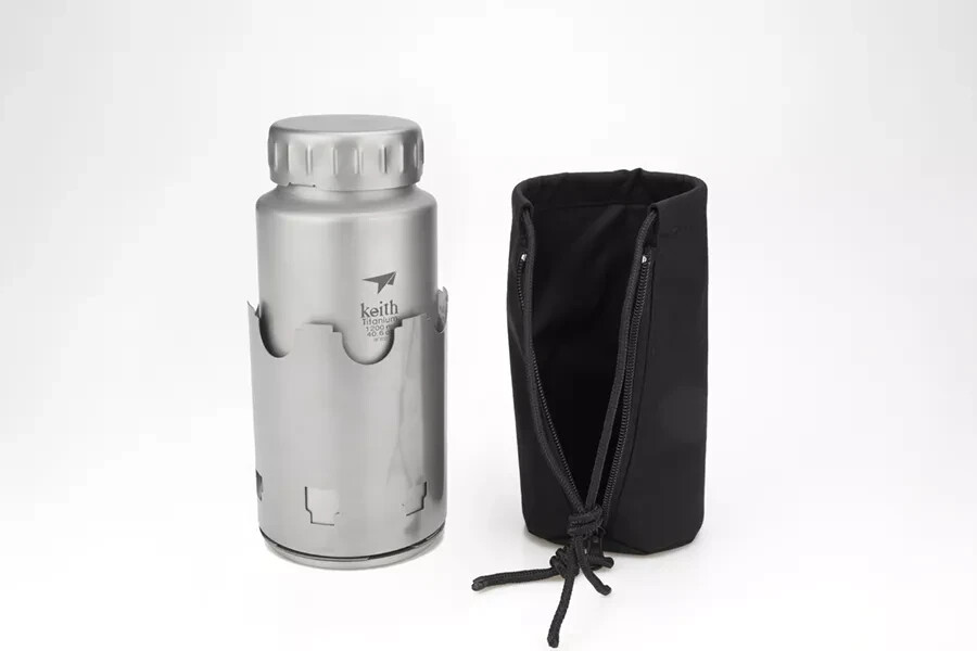 Keith Titanium Ti3070 Nesting Camp Set - Plastic-Free Bottle, Mug & Wood Stove