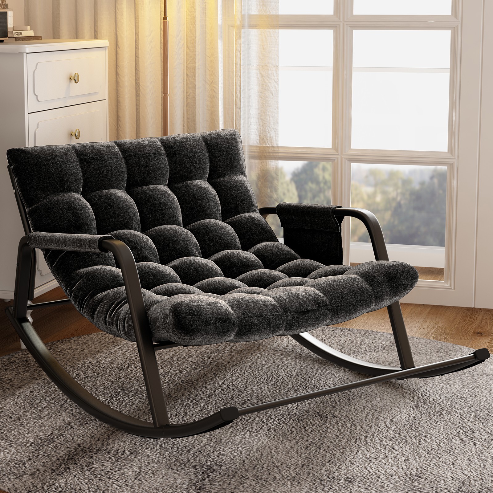 Grand patio Outdoor Rocking Chair Oversized Papasan Rocking Chair Lounge Rocker