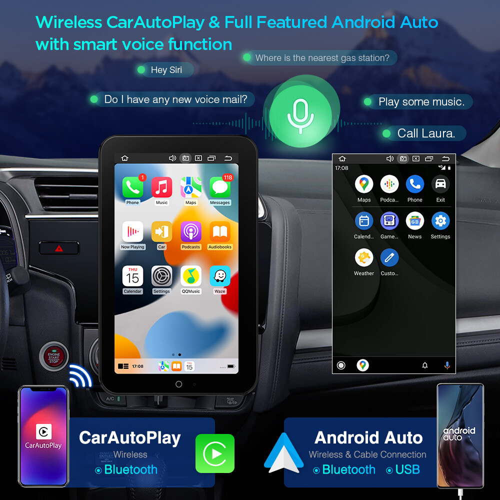 12.8" Rotatable Octa Core Android 14 Car Stereo Radio 2 DIN QLED 4G LTE 8+128GB