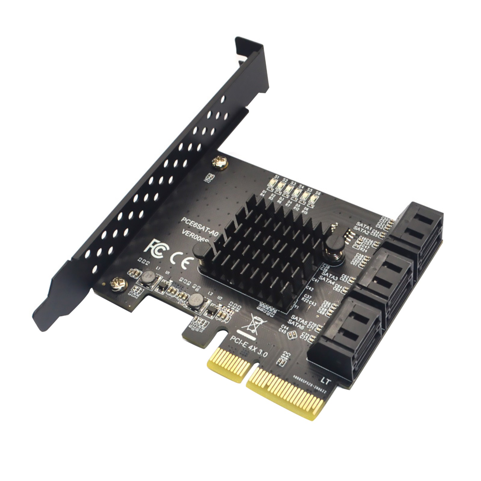 PCI-E 4x 3.0 To 6 Port SATA3.0 Expansion Card Adapter For ASMedia ASM1166 master