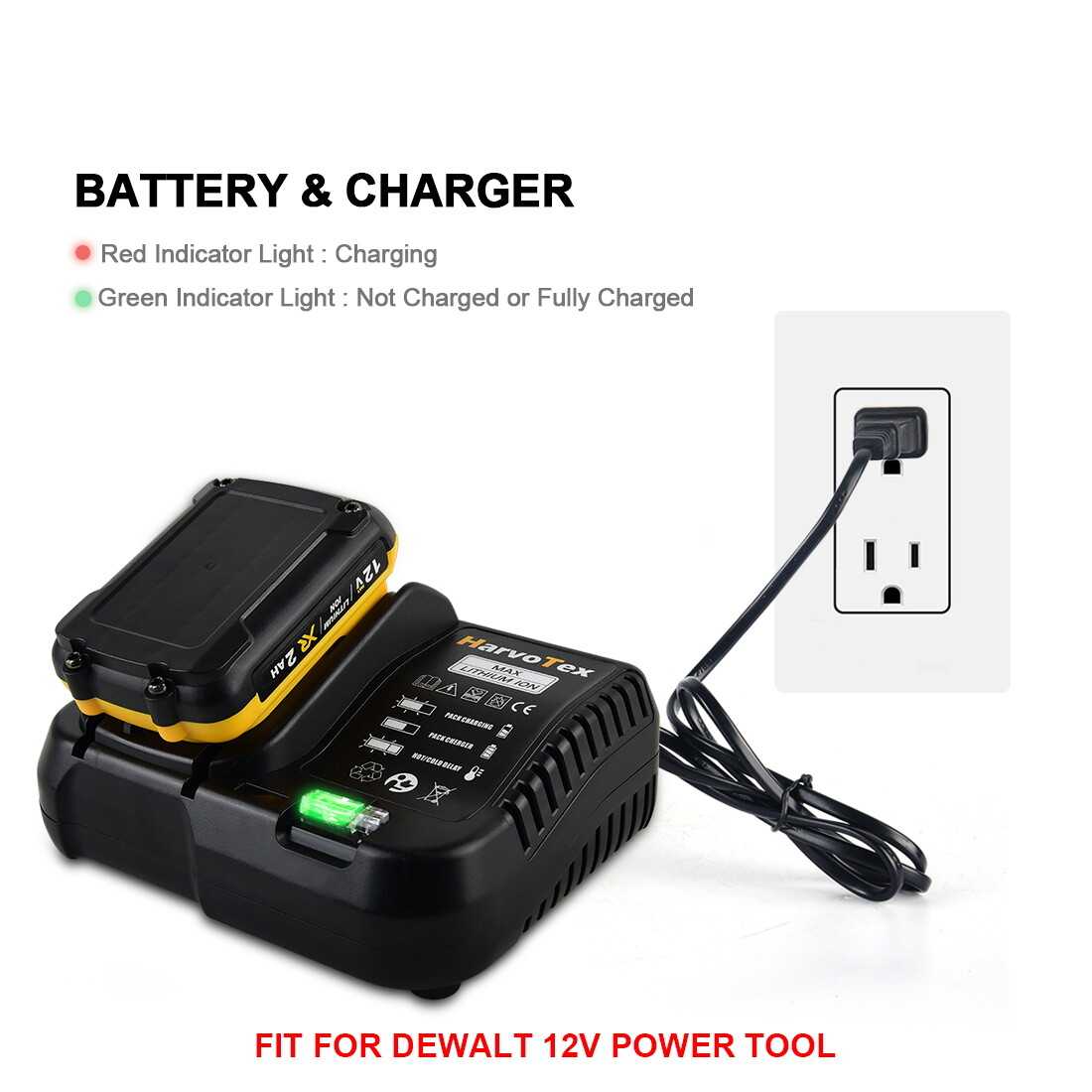 12V 360° Green Laser Level 12Line Vertical/Horizontal Outdoor for Dewalt Battery