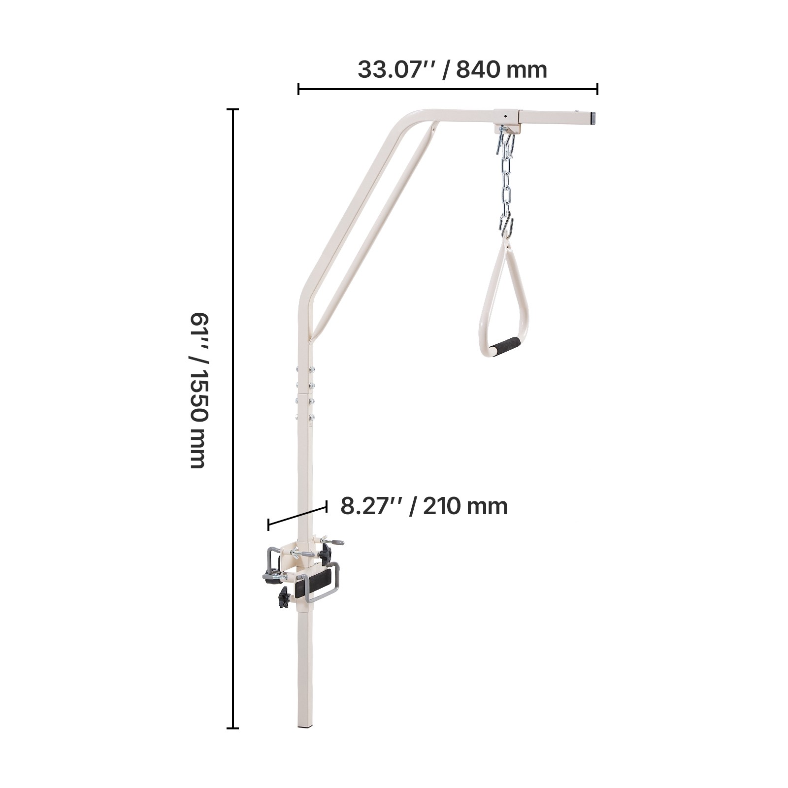 Trapeze Bar for Bed Mobility 250LBS Bed Trapeze with Clamps & Metal Chain