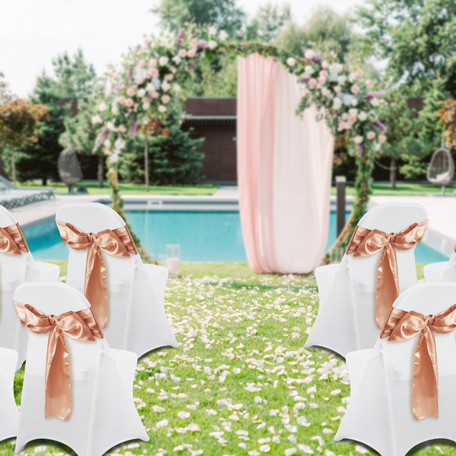 VEVOR 50PCS White Stretch Spandex Folding Chair Covers for Wedding Party Dining