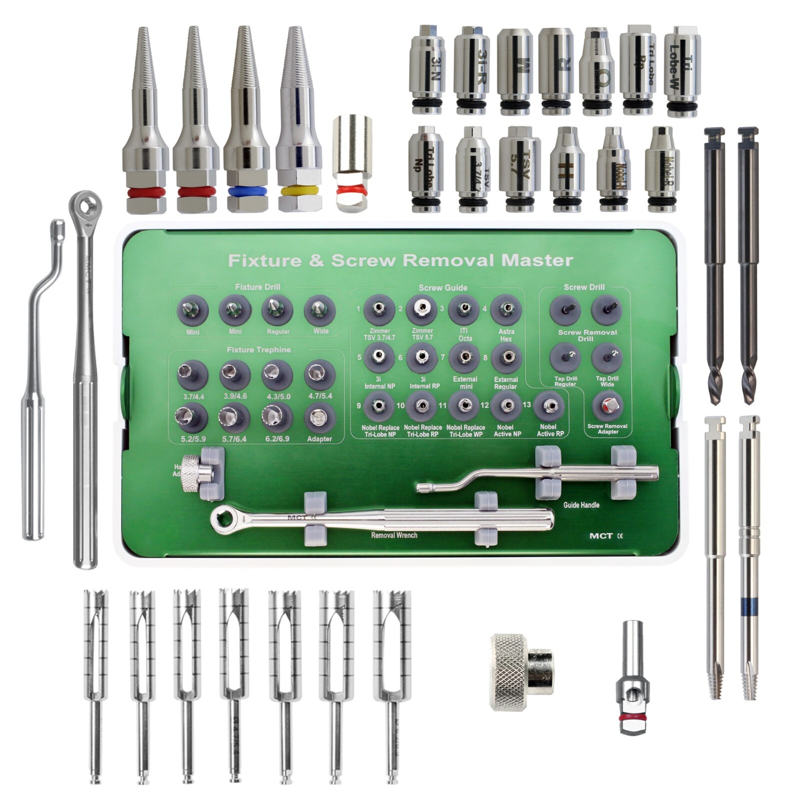 MCT Implant Fixture & Screw Removal Master Kit FSRK-02 Reverse Drill Universal
