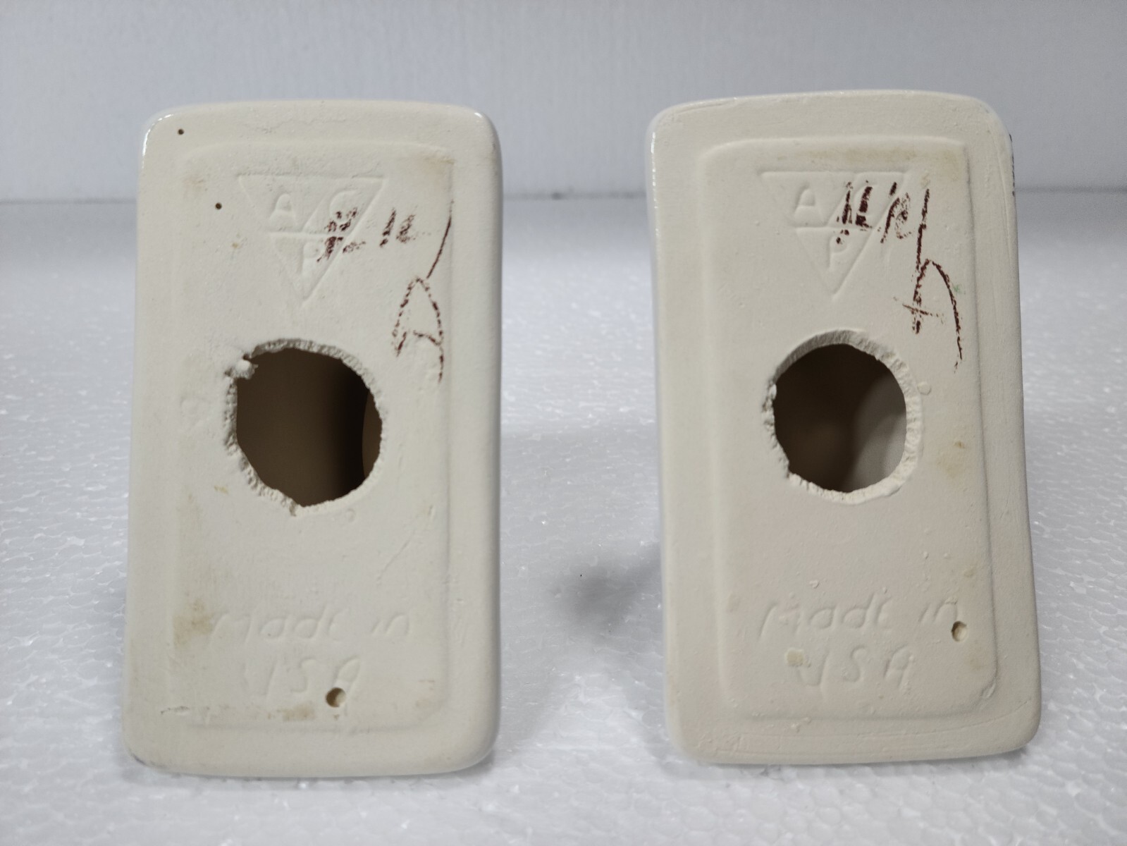 Vintage White Ceramic Towel Bar Rod Rack Post Holders Flat Back Glue over Tile