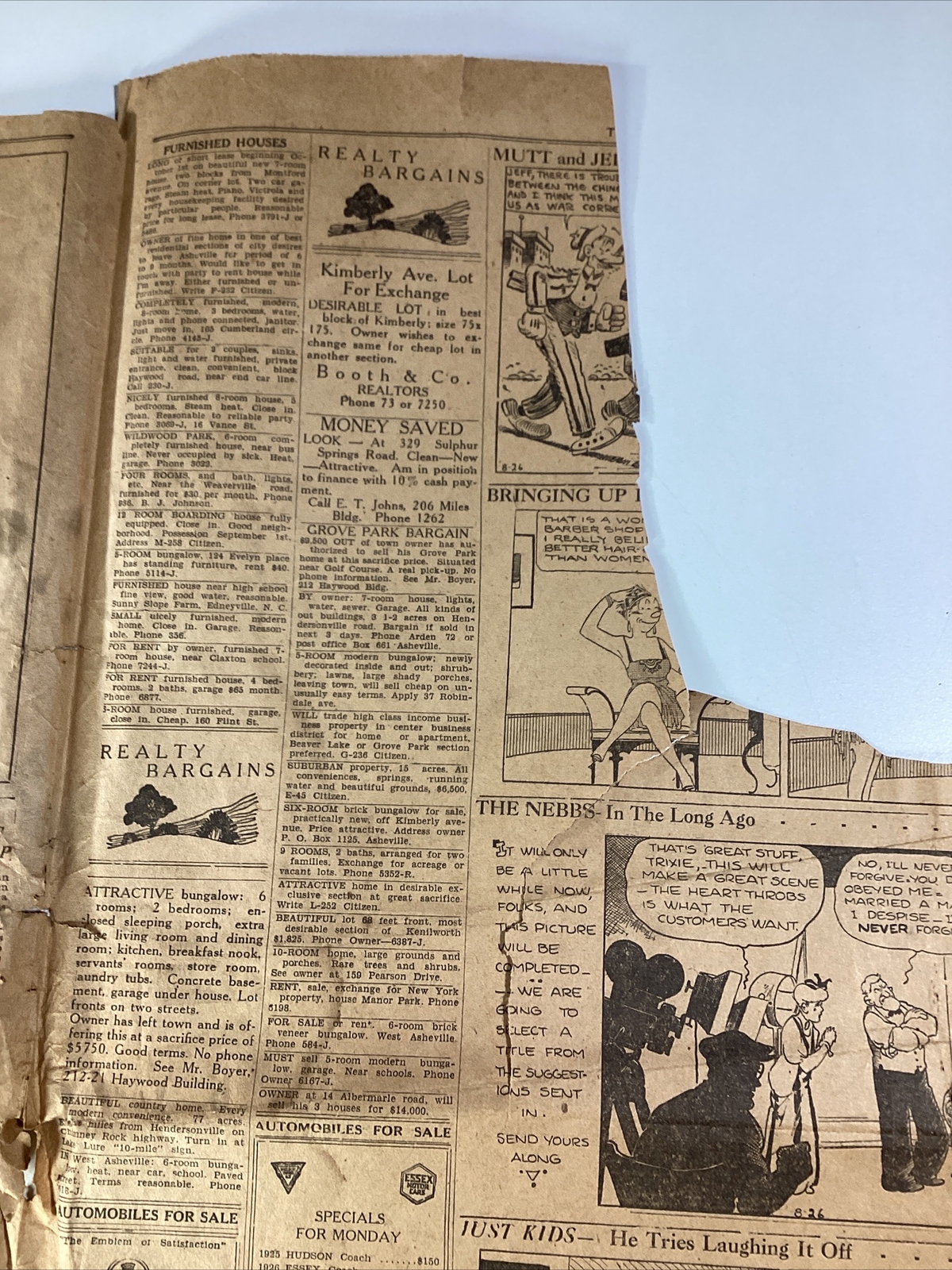 Ashville NC Newspaper Aug 26, 1929 Opera Zeppelin Israel Uncle Remus Great Ads!