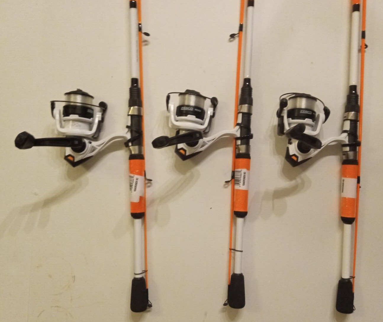 lot of 3 new  Zebco Roam Spinning combo 3000 Reel w/ 6'6" Rod orange/white 5:2:1