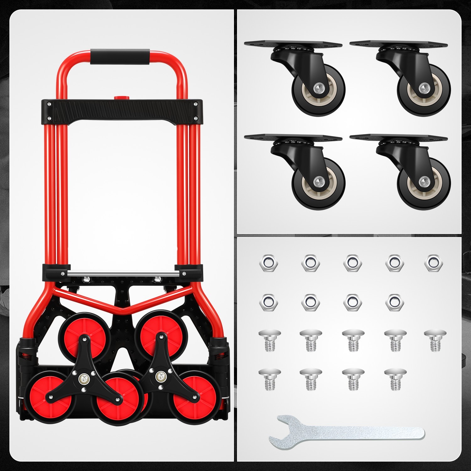 2-IN-1 176lbs Heavy Duty Folding Stair Climber Hand Truck Luggage Trolley Cart