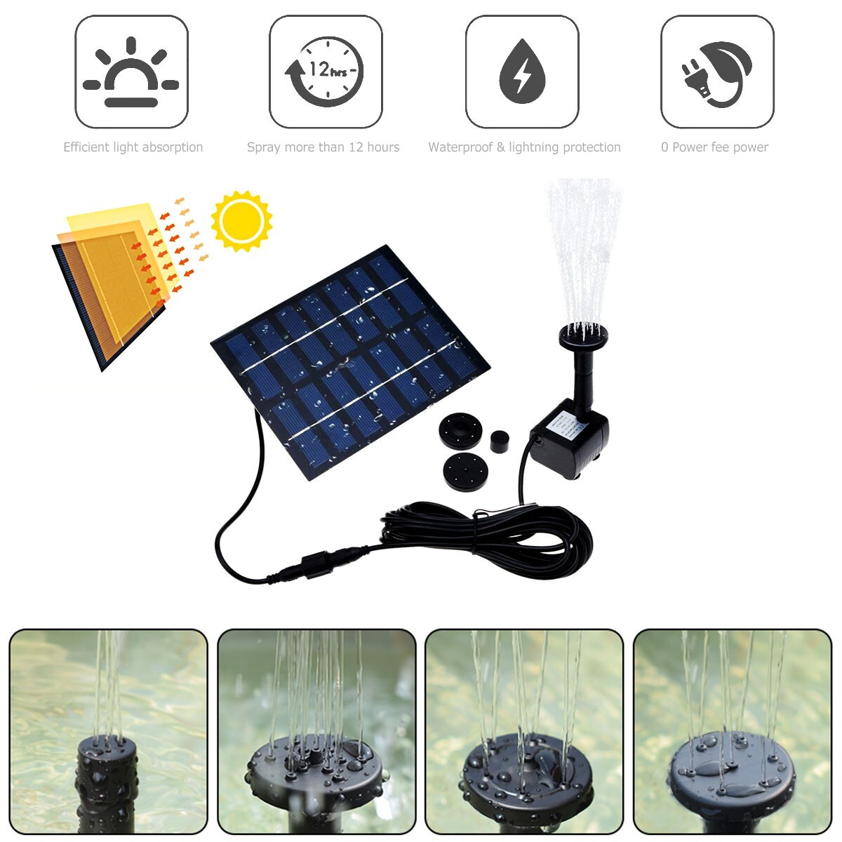 Solar Power Fountain Floating Water Pump for Bird Bath Pond Pool