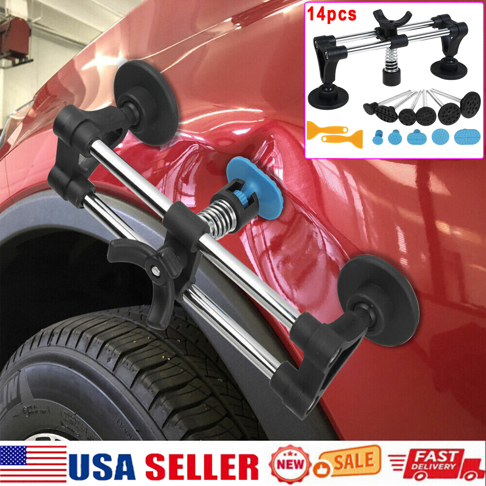 Car Paintless Dent Puller Bridge Tool Lifter Auto Body Repair Hail Removal Kit~