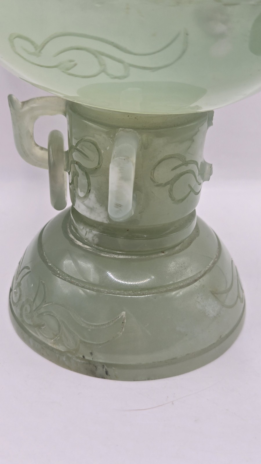 Vintage Chinese Jade Carved Foo Dog Incense Burner 8" x 7.5" READ FOR FAULTS