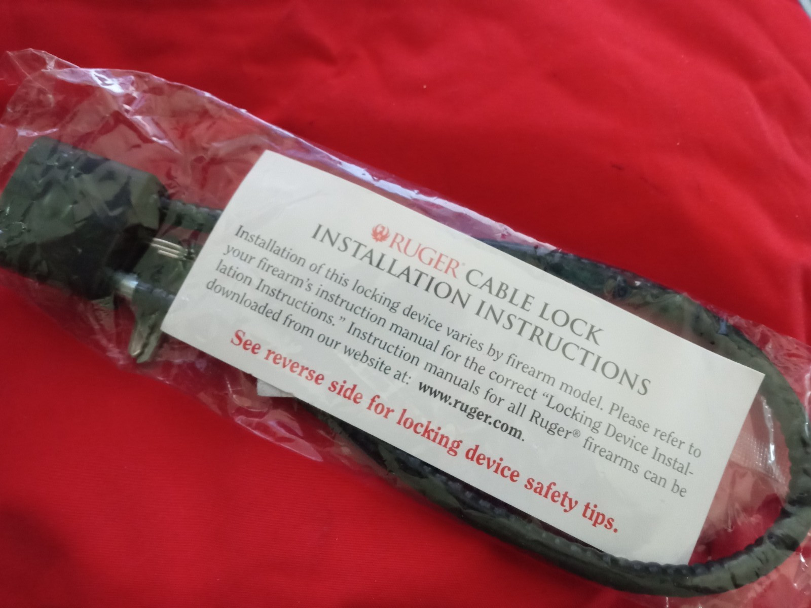 RUGER REVOLVER FIREARMS CABLE  GUN LOCK W/INSTRUCTIONS/2 KEYS