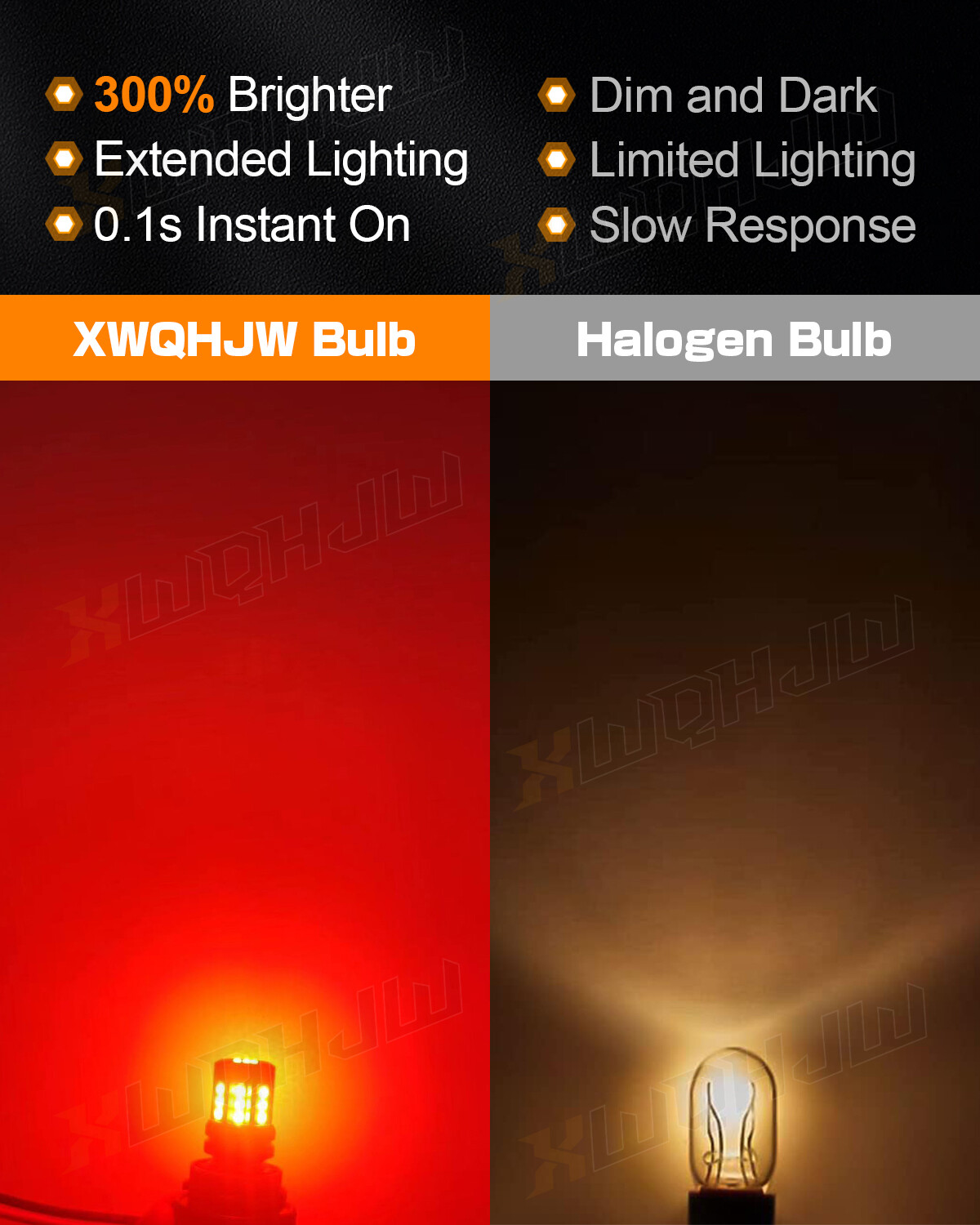 2PCS 7443 7440 LED Strobe Flash Blinking Brake Stop Tail Parking Light Bulbs Red