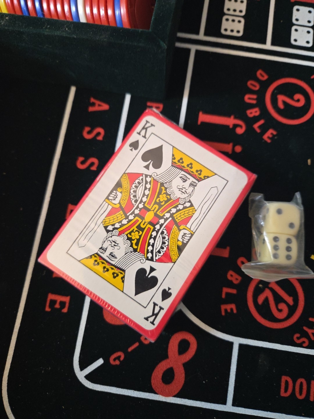 Home Casino Game Boards 26"×18" Craps Blackjack Roulette & Poker Chips Cards