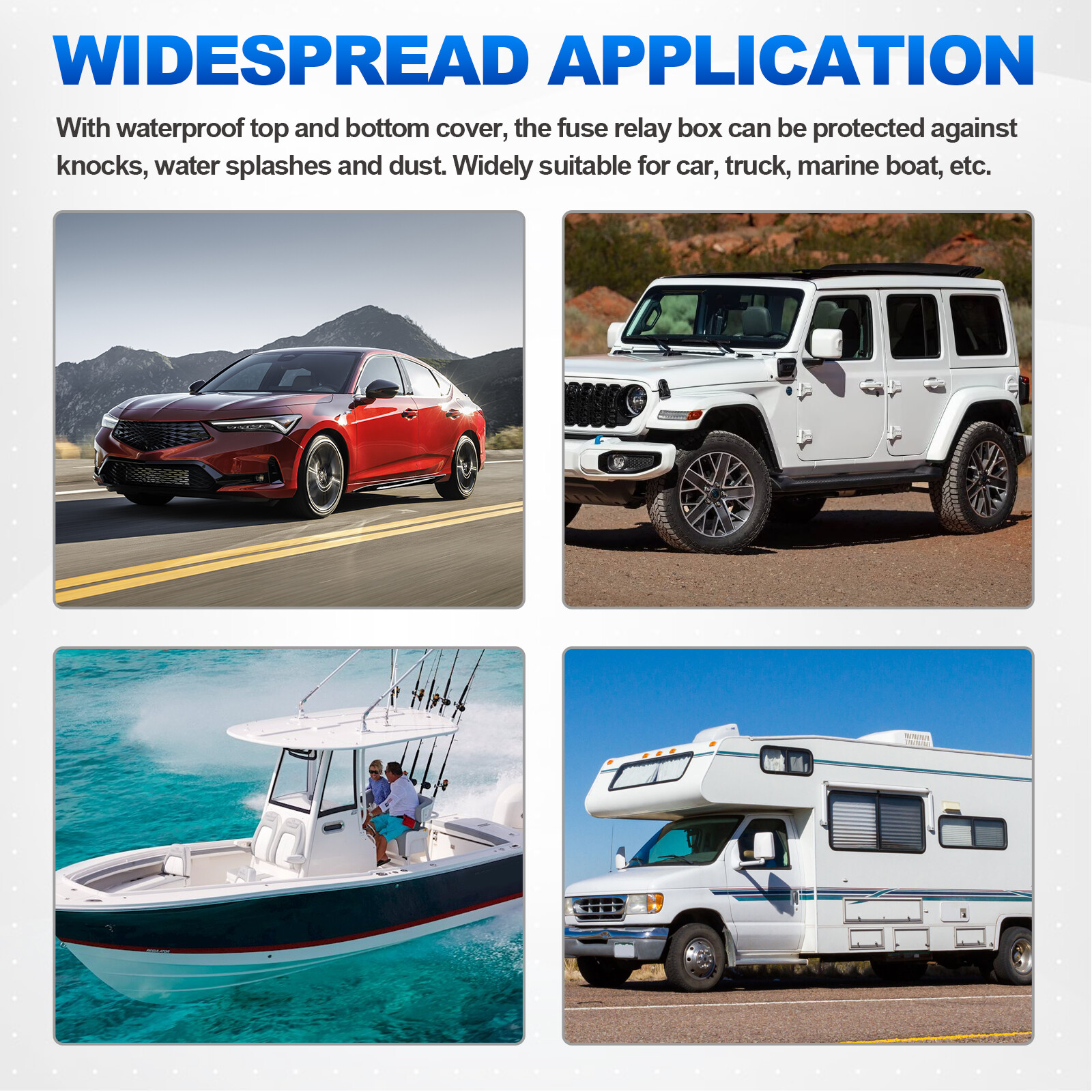 12 Volt Fuse Relay Box Pre-Wired Fuse and Relay Box with 4 Relays and 12 Way