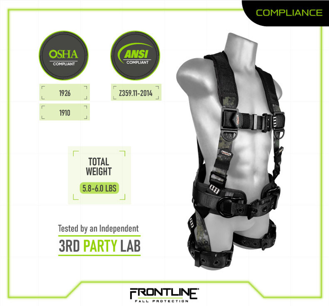 Frontline 110CTB-DC Combat™ Lite Digital Camo Full Body Harness all Aluminum