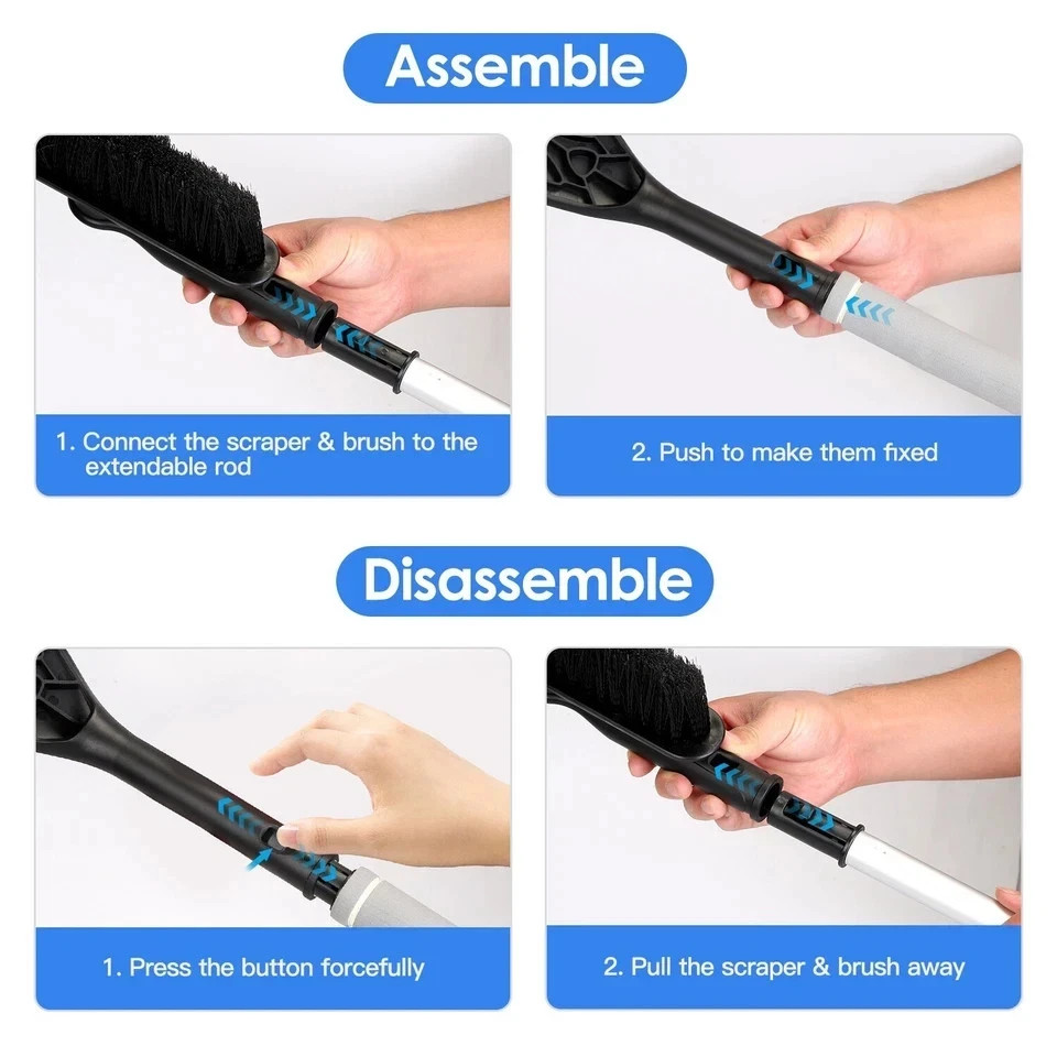 2 In 1 Ice Scraper Extendable Car Snow Brush Telescopic Auto Snow Removal Tool