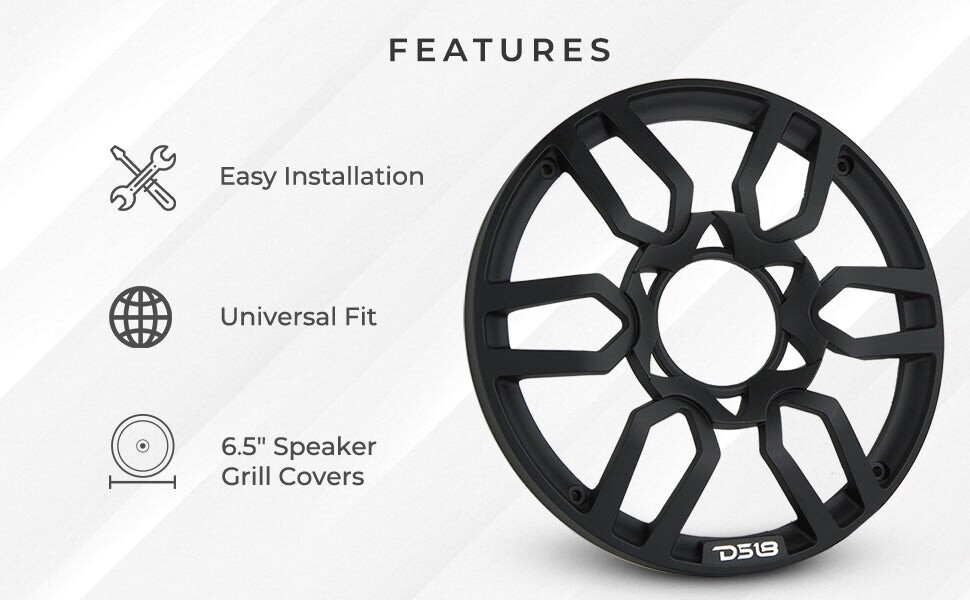 DS18 PRO Universal 6.5" Inch Plastic Speaker Grill Cover Black Set of 2