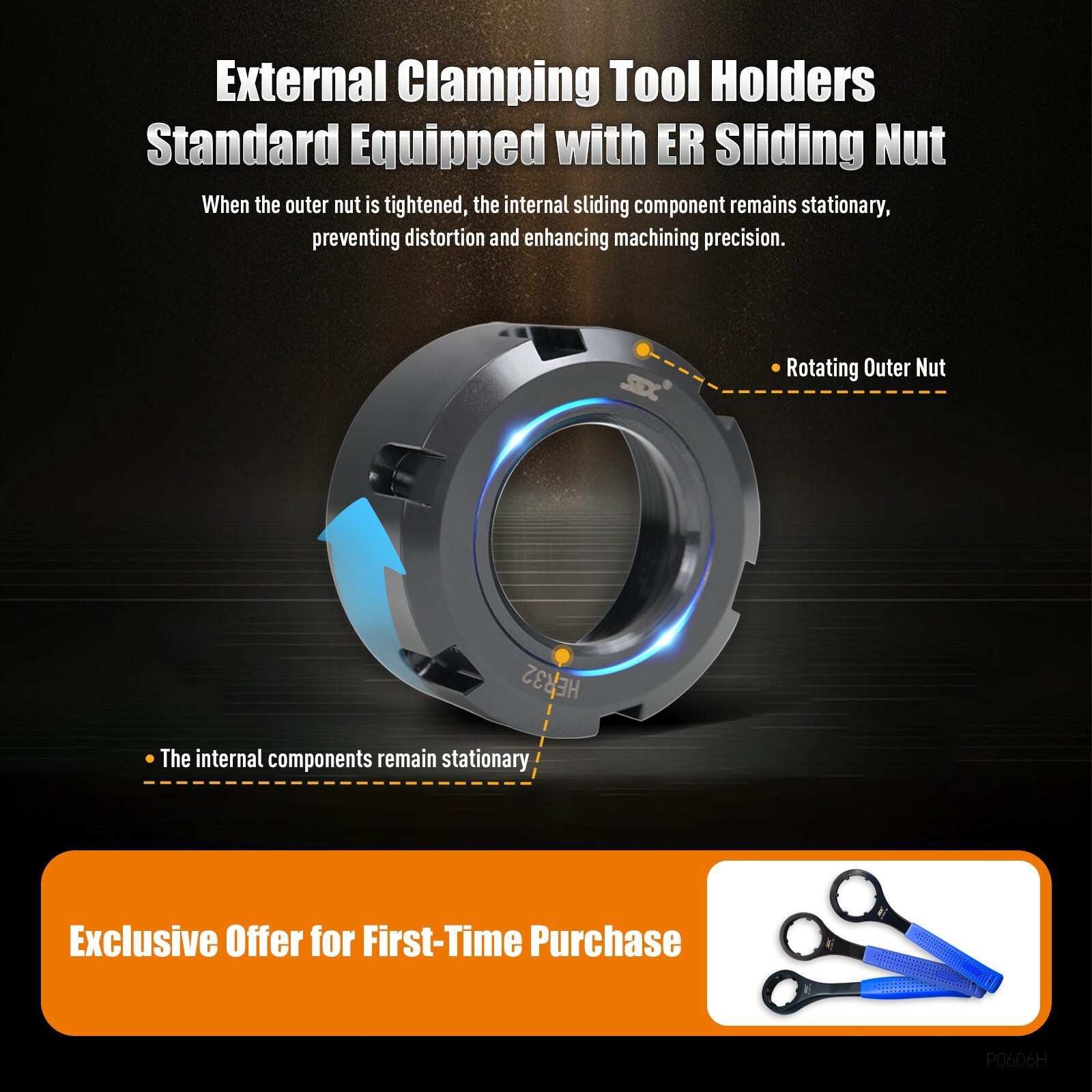 SFX BMT Driven Tool Holder BMT55 Internal Lock BMT55-90°-85-ER32-Y-N Tool Block