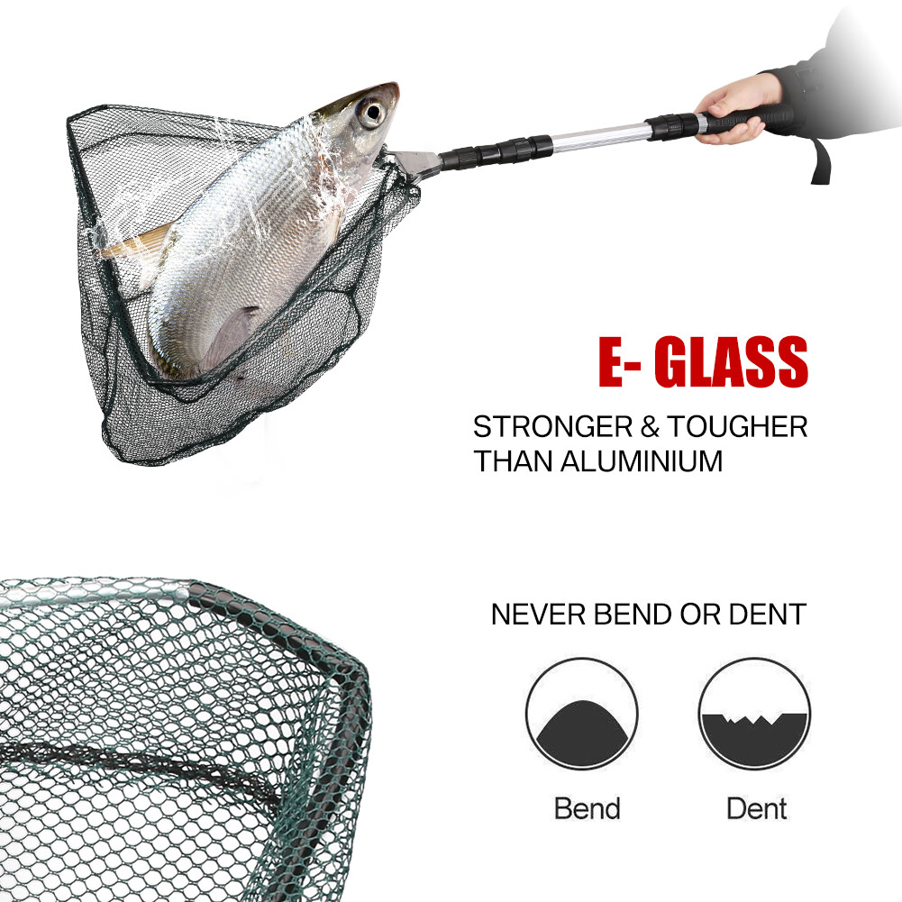 Telescopic Folding Aluminum Handle Fishing Landing Net 3 Section Extending Pole
