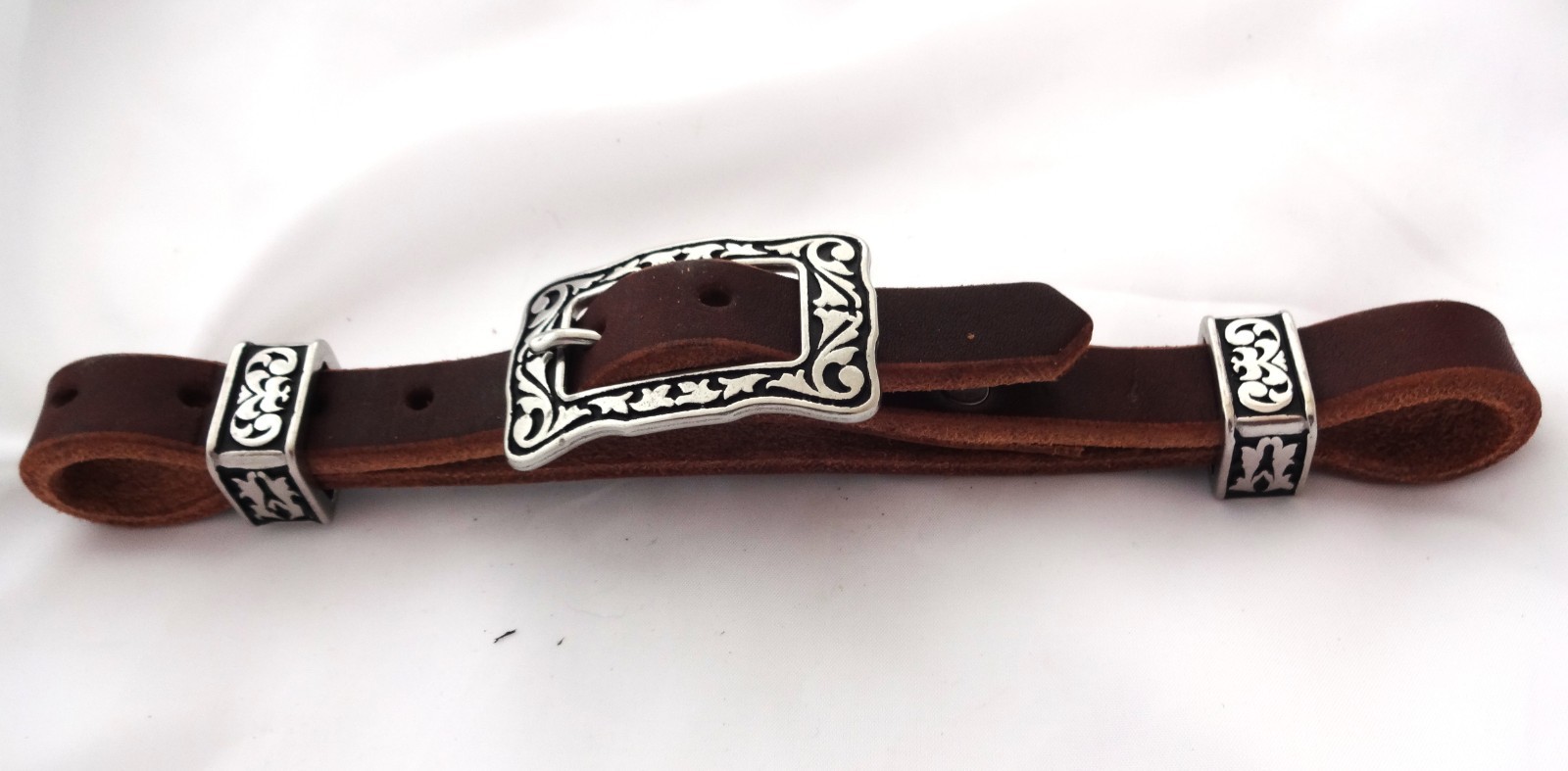 Curb Strap Brown Harness Leather Jeremiah Watt Square Black Buckle Keeper Horse