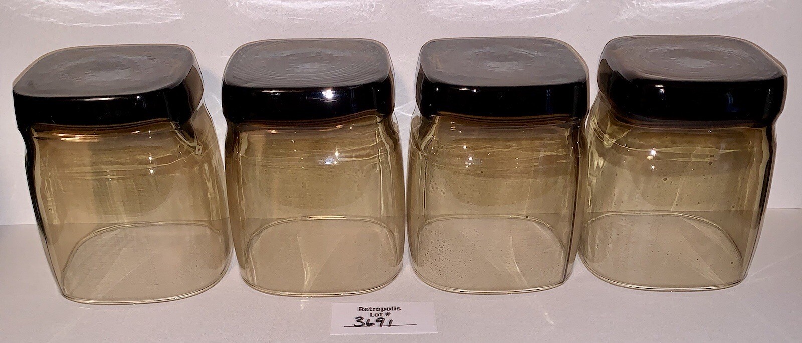 4 LIBBEY Carrington Glasses Tawny Brown Square Bottom Whiskey Rocks