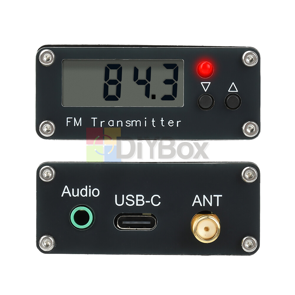 2KM 0.5W FM Transmitter 76M-108Mhz Digital Display Stereo FM Transmitter Type-C