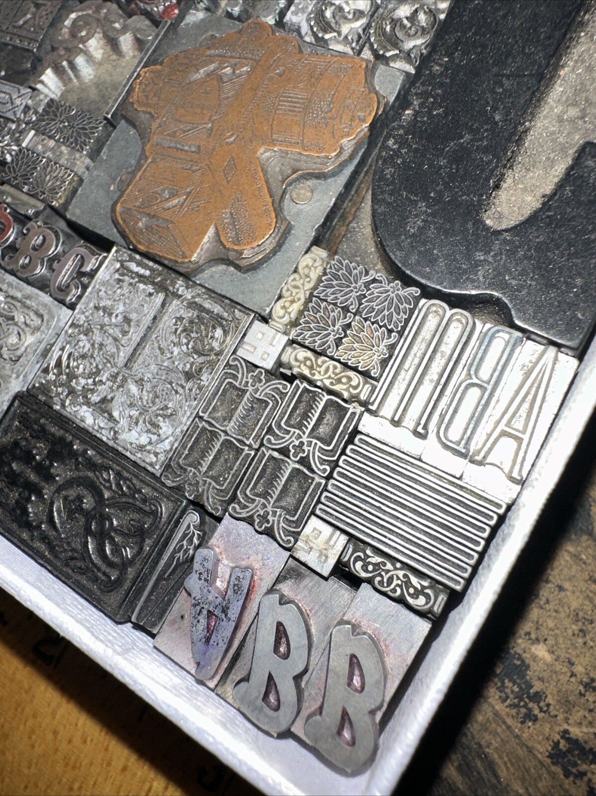 Printing Blocks Lead Ornamentals Borders Dingbats. Beautiful Variety!! #QQ