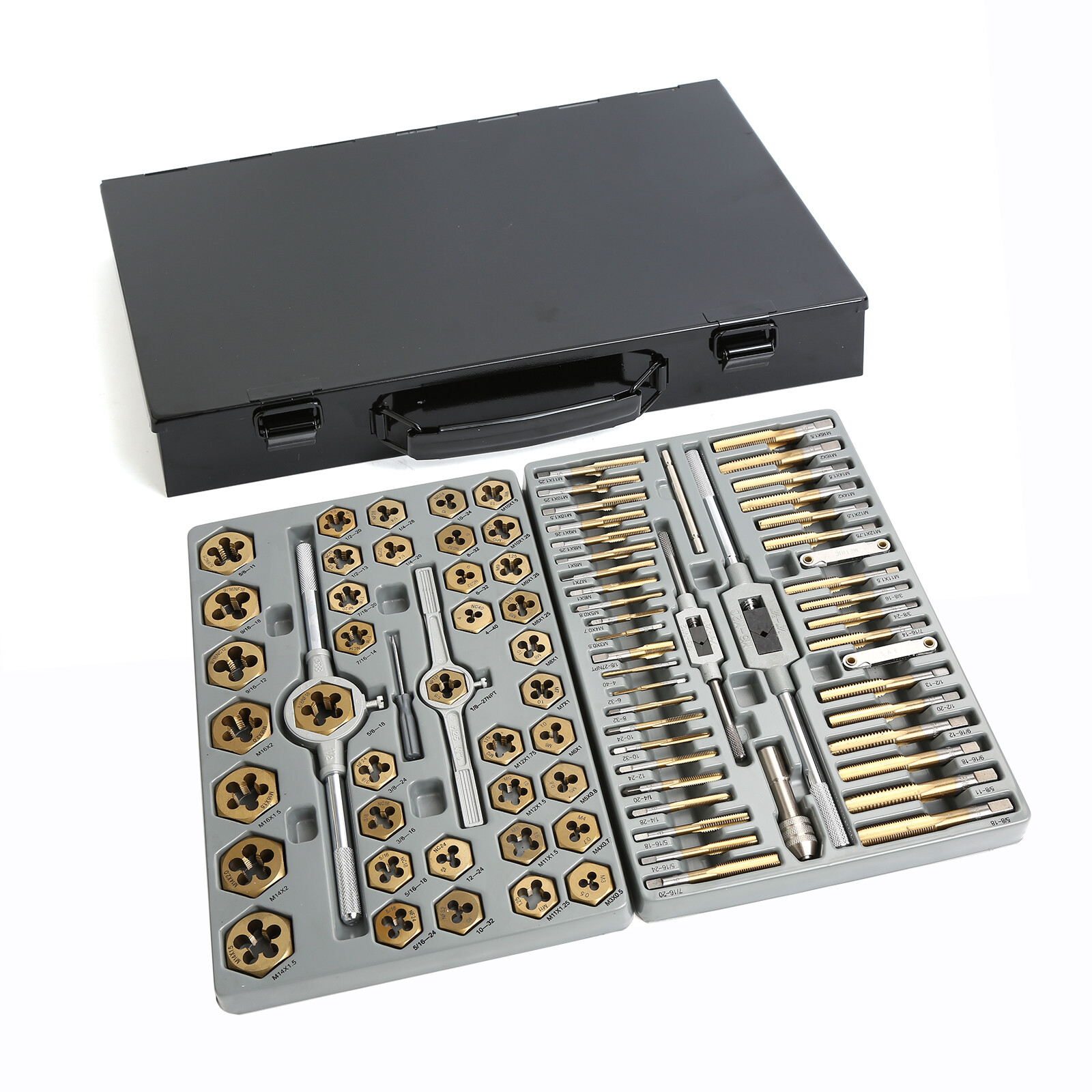 86PC Tap And Die Set SAE METRIC Tools, Metal Case Tapping Thread Cutting Kit Set