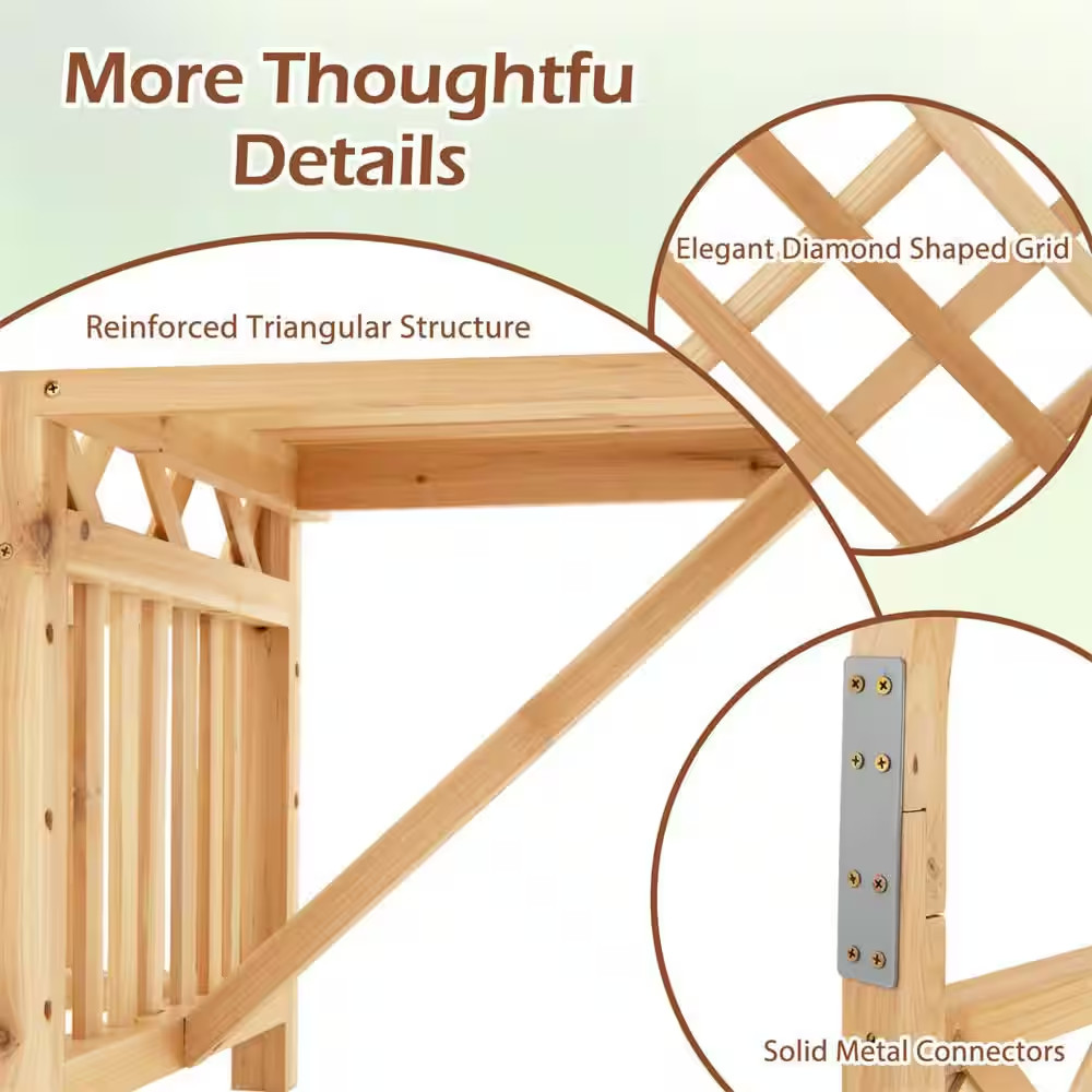 Garden Bench Arbor Arch with Love Seat 2 Trellises & Planting Box to Grow Grapes