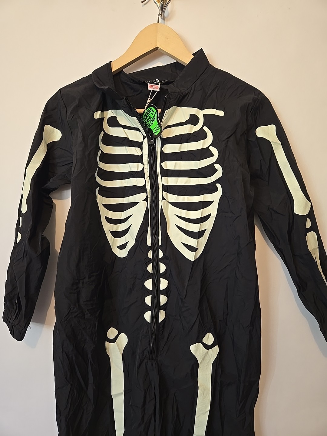 Zara Glow in the Dark Skeleton Zip Up Costume, New