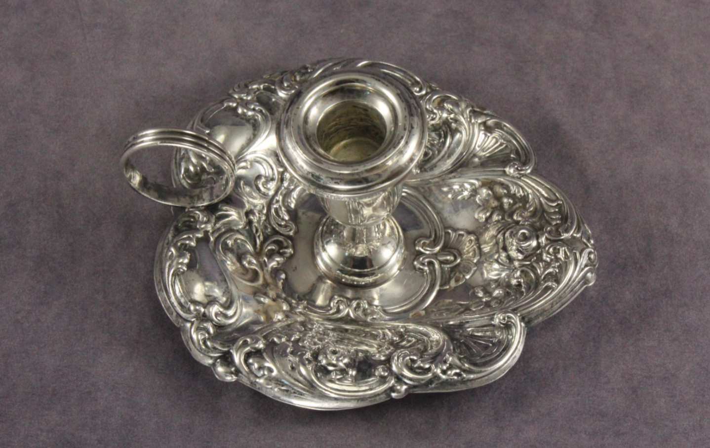 Vintage Gorham 4" Art Nouveau Sterling Silver Repousse Chamber Stick 45g No 324