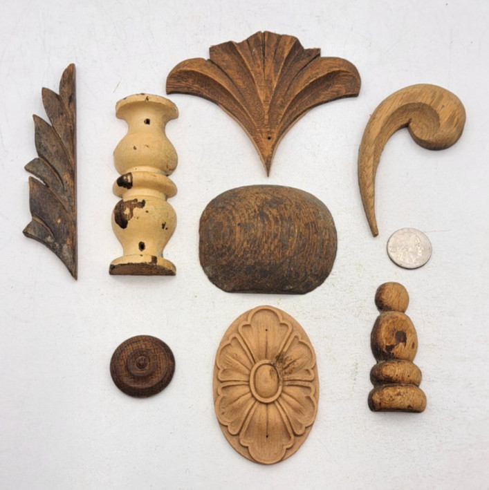 Antique Wooden Decorative Carvings Furnisher Wall Decorations Old Vintage Lot