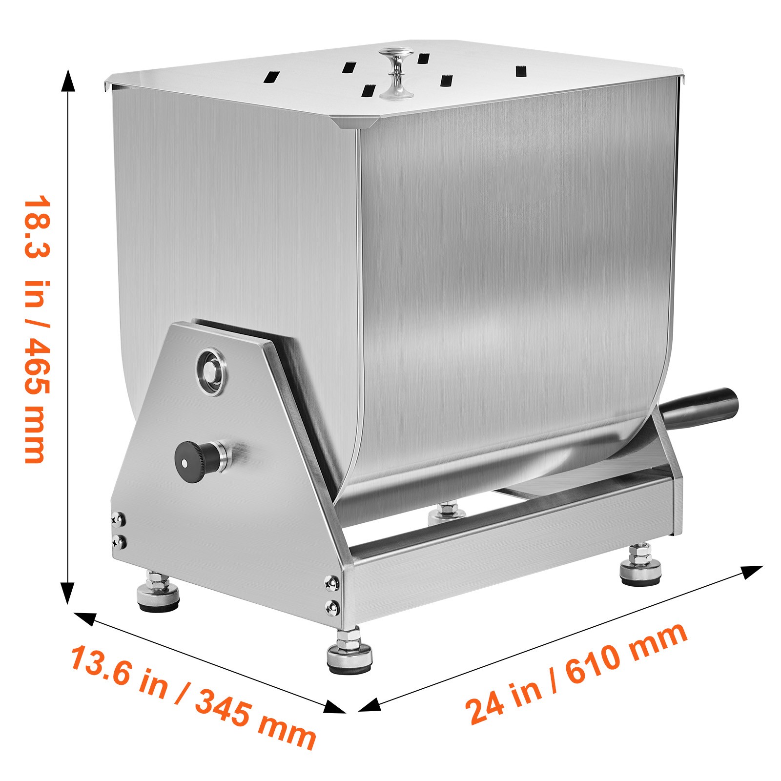 30LB Tilt Manual Meat Mixer Hand Meat Sausage Mixer Machine Stainless Steel