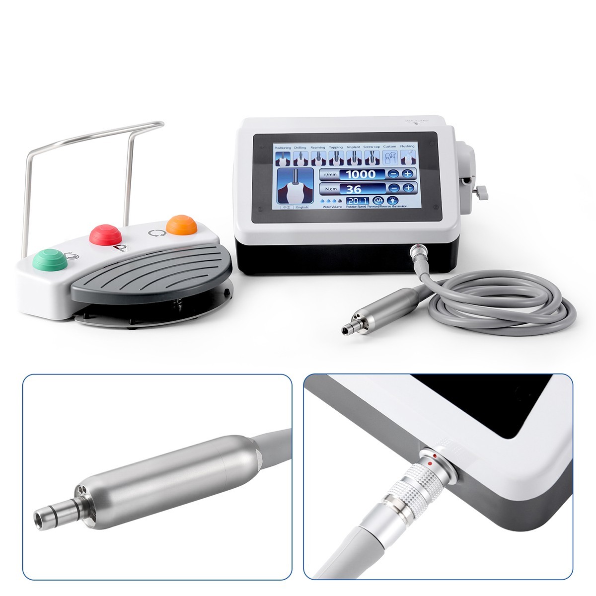 AZDENT Dental Brushless Implant Motor +20:1 LED Contra Handpiece Touch Screen