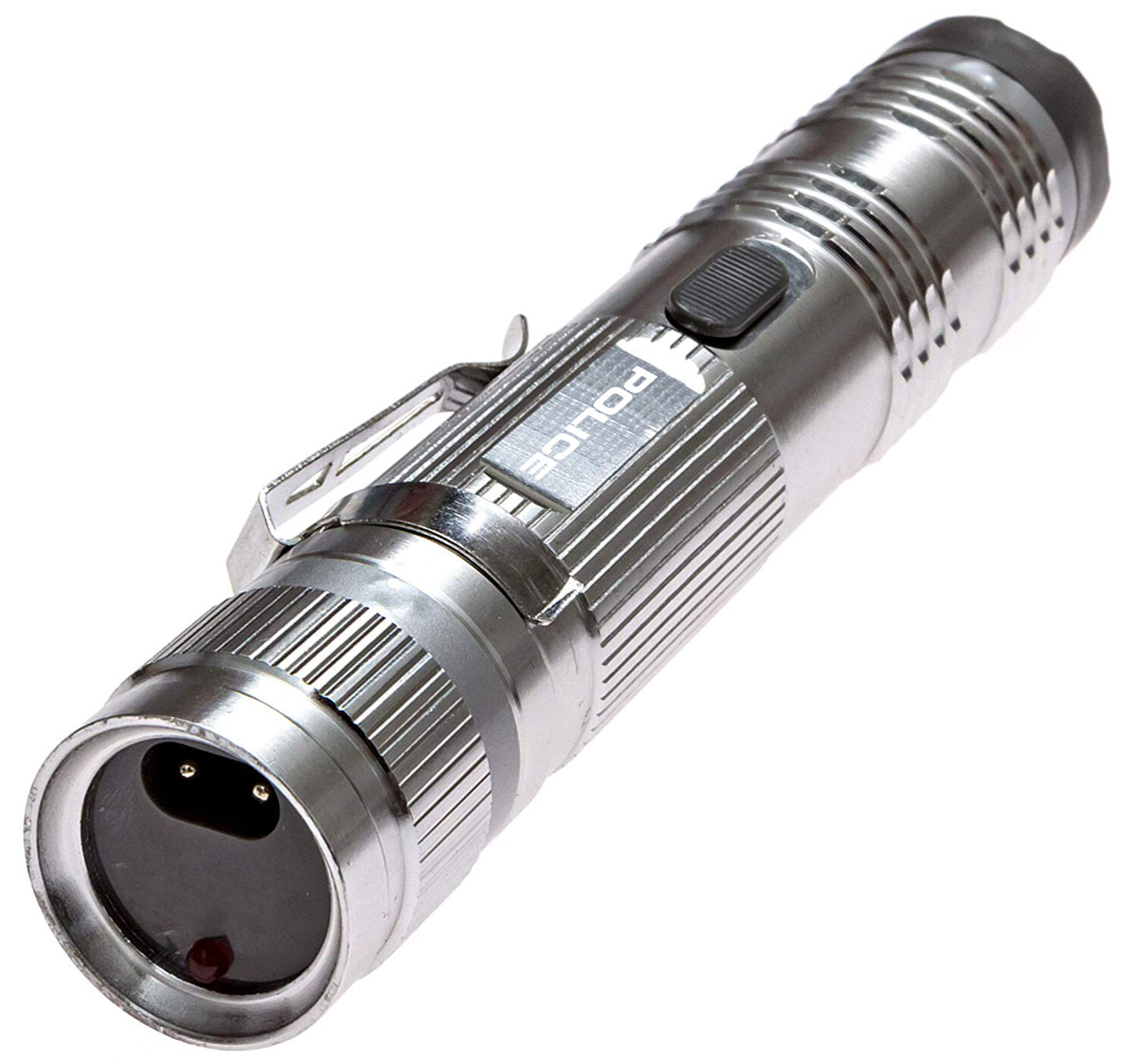 POLICE Stun Gun M12-700 BV Mini Metal Rechargeable LED Flashlight Grey
