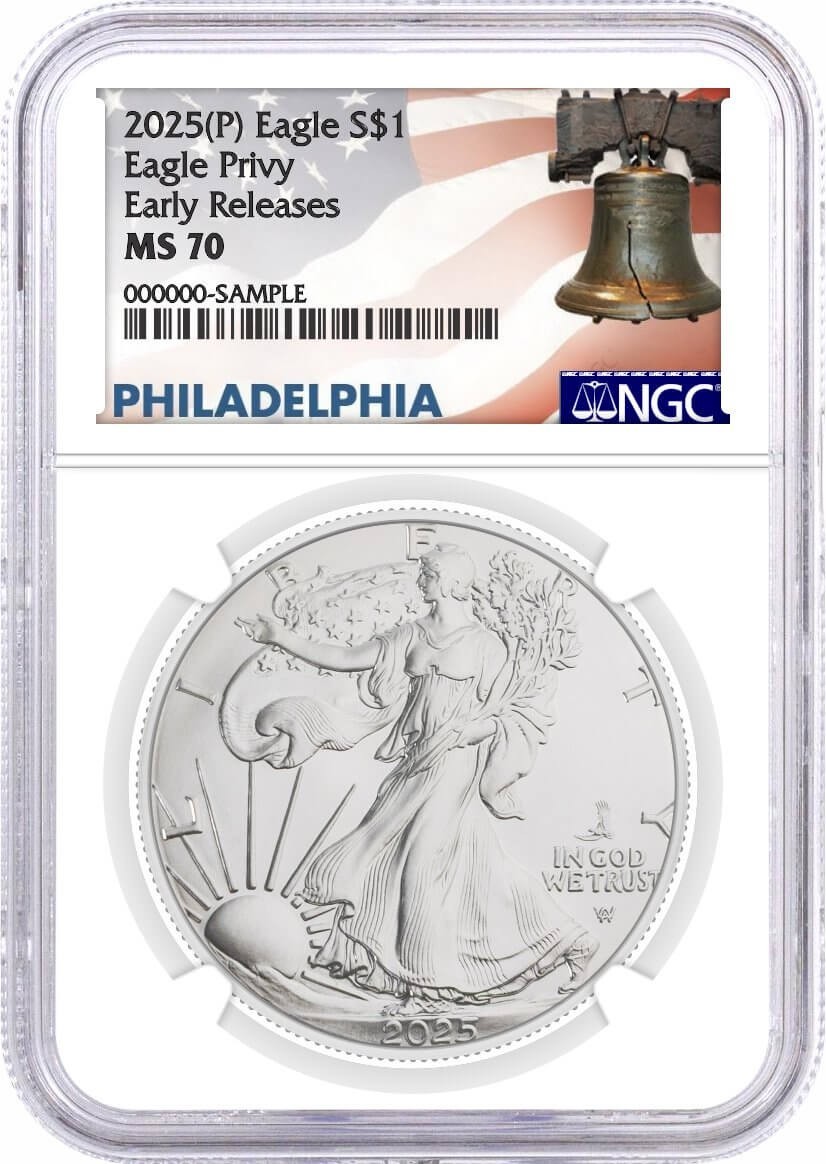 2025 (P) $1 1 oz Silver Eagle with Eagle Privy NGC MS70 Early Releases
